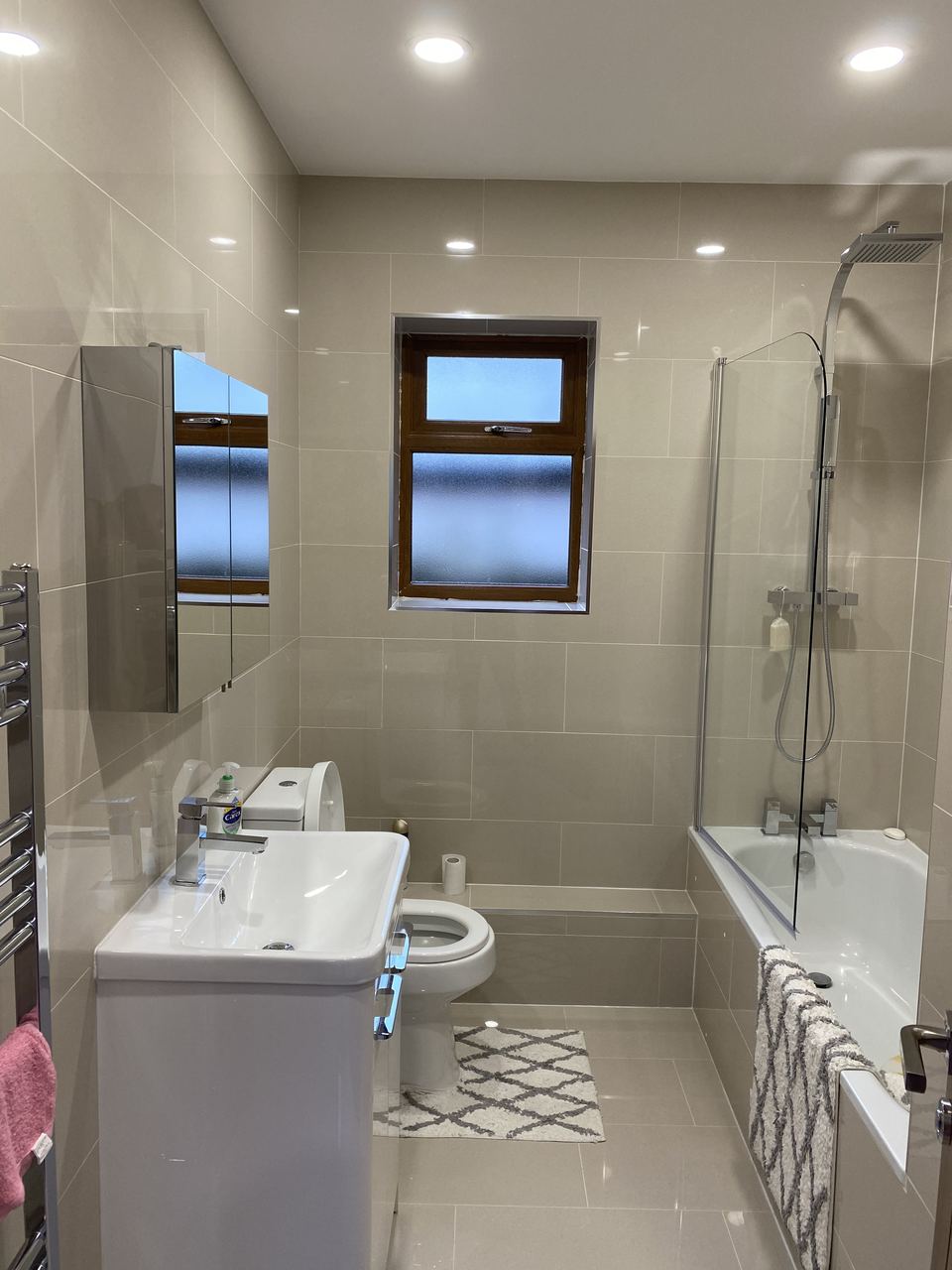 Family bathroom tiled and fitted