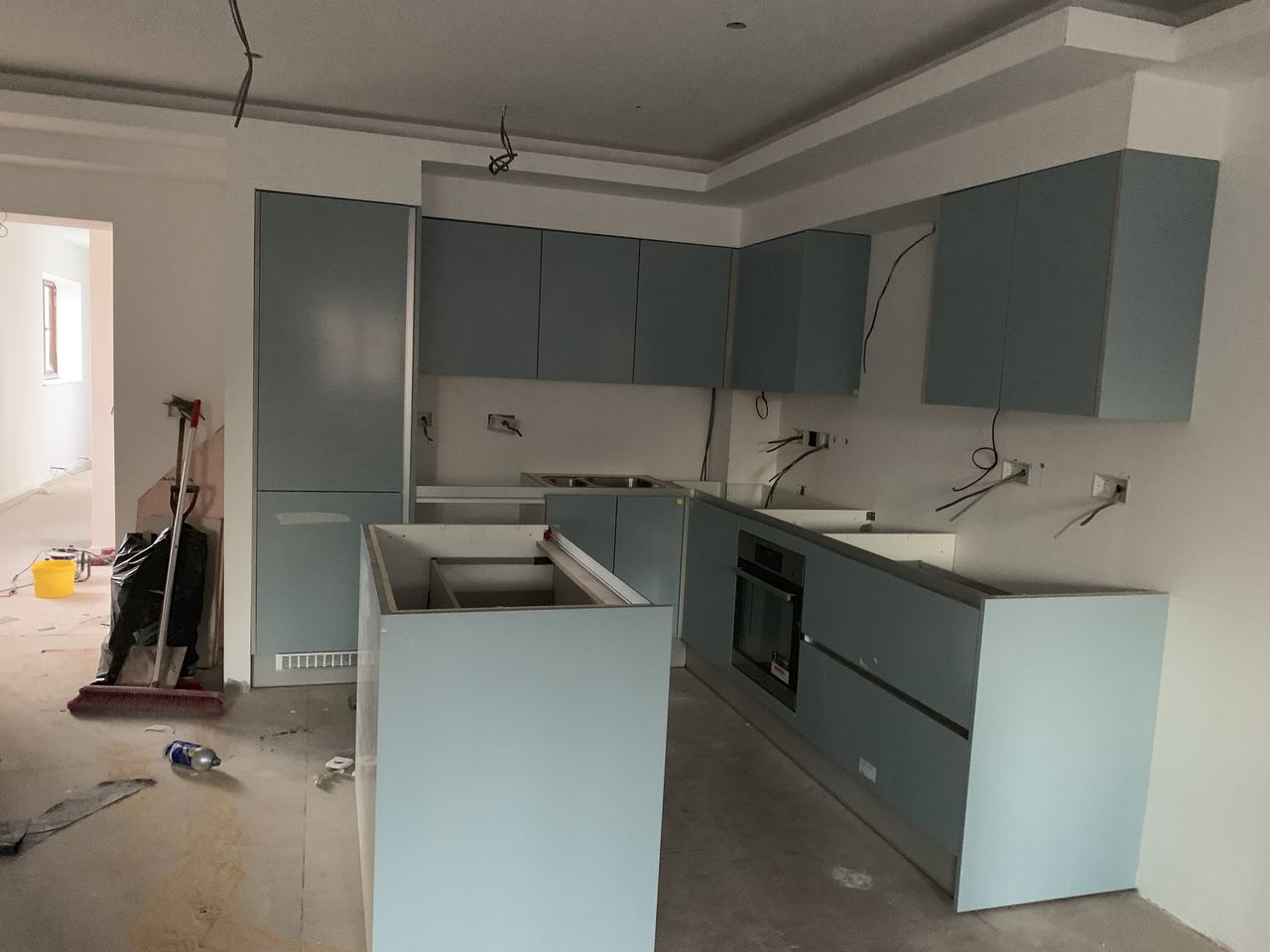 Kitchen units going in