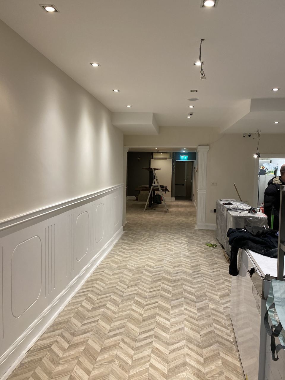 Wall panelling and flooring going in