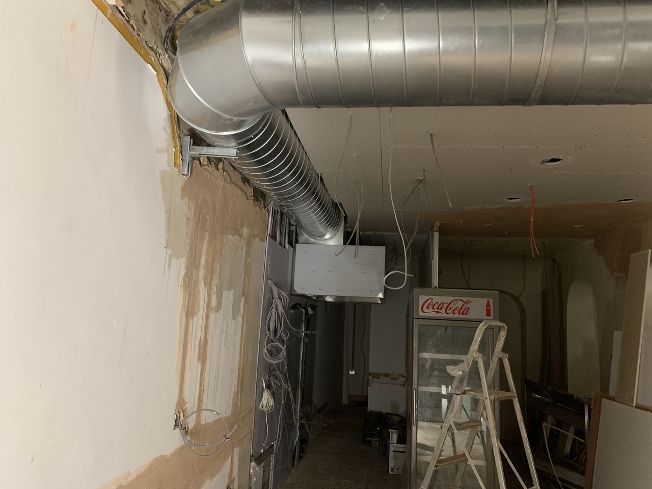 Wake Up Lounge: new ductwork run through